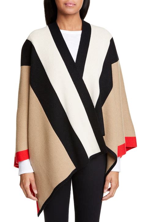 2018 burberry poncho|burberry striped wool cashmere cape.